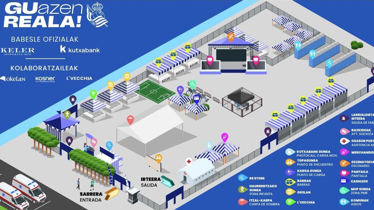 Mapa de la 'fanzone' de la Real Sociedad