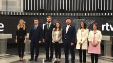 Los siete portavoces que participan este viernes en el debate de RTVE.