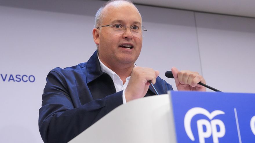 El secretario general del Partido Popular, Miguel Tellado, durante un acto político, a 27 de agosto de 2025, en San Sebastián, Guipúzcoa, País Vasco (España).