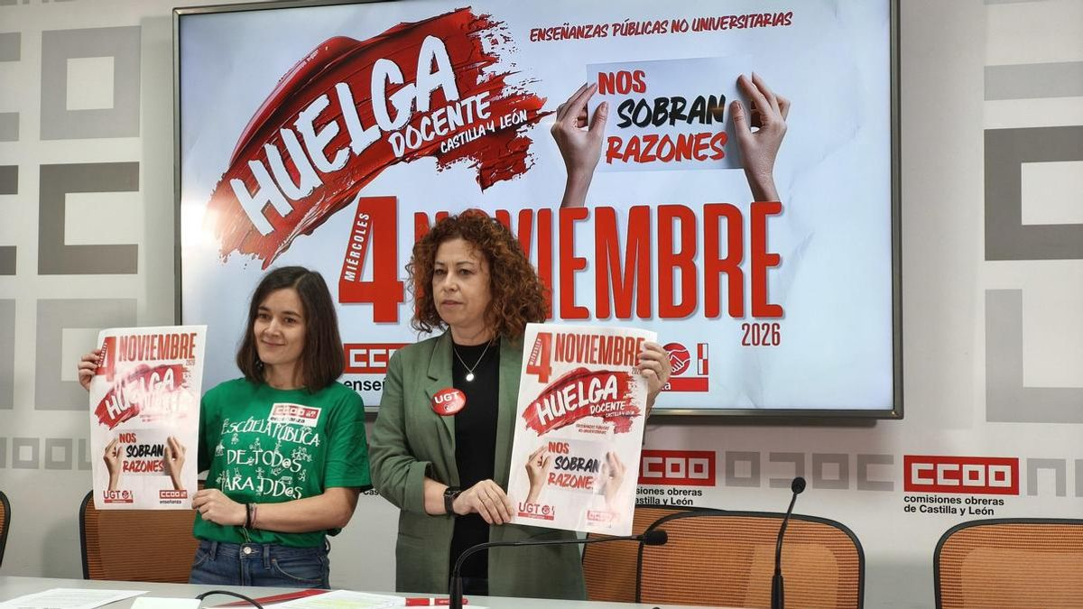 UGT y CCOO llaman a los 30.000 docentes de Castilla y León a la huelga el 4 de noviembre