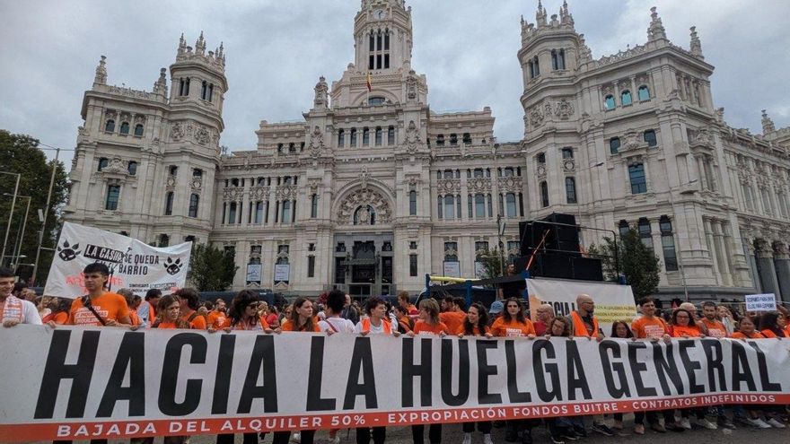 La manifestación por la vivienda en Madrid confluye en Cibeles y señala al rentismo en España