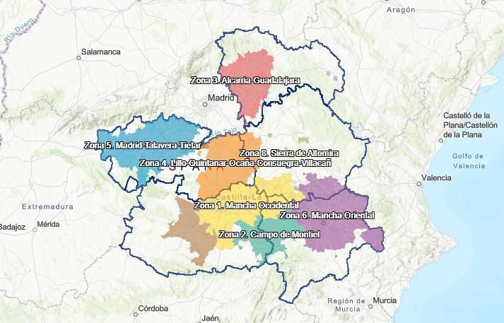 Mapa de zonas vulnerables a nitratos en Castilla-La Mancha