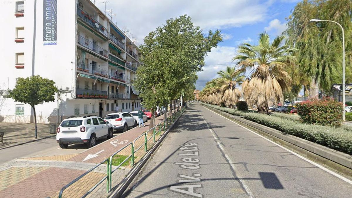 Avenida de Libia. El carril bici se mete con calzador en el mismo espacio que la acera