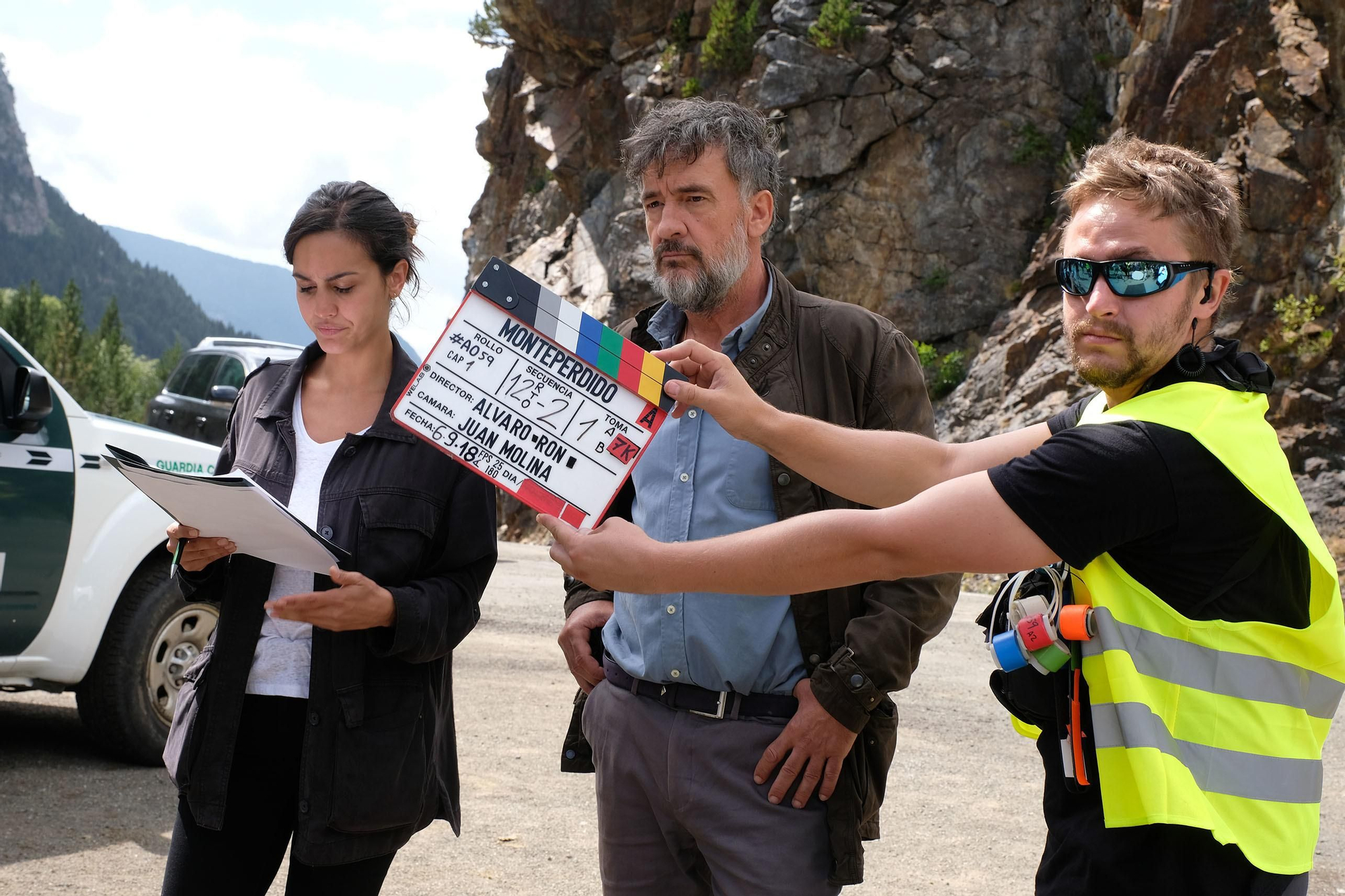 Megan Montaner y Francis Lorenzo en el rodaje de Monteperdido, la nueva serie de TVE
