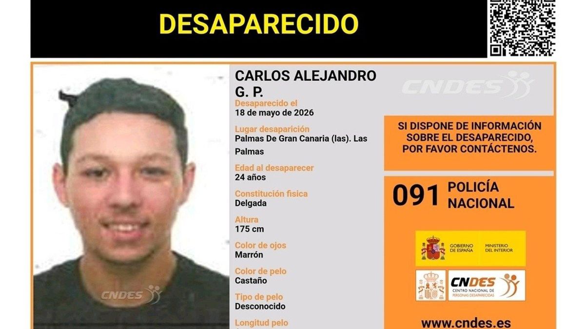 La Policía Nacional pide ayuda para encontrar a un joven de 24 años desaparecido en Gran Canaria