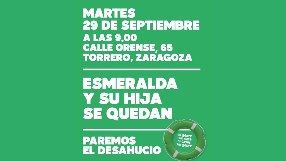 Una mujer con una hija de 11 años afronta este martes un desahucio en Zaragoza tras quedarse sin el ingreso mínimo vital
