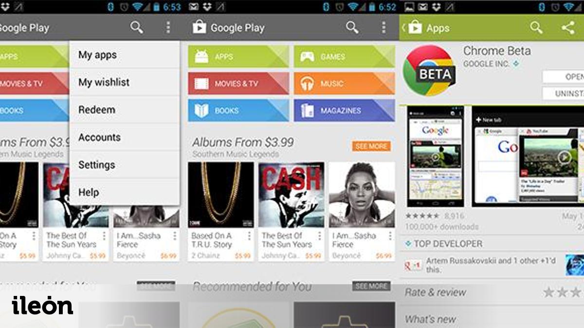 Actualizar Google Play Store en diferentes smartphones