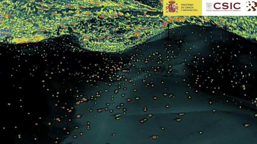 El campo de bombas volcánicas en La Palma a vista de cámara térmica: "Parece una obra de Van Gogh"