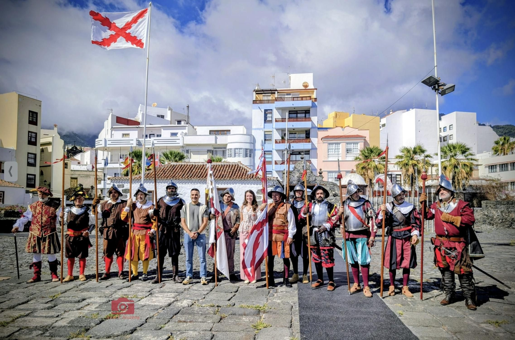 Participantes en la recreación histórica del 440º aniversario del fallido ataque de Francis Drake a Santa Cruz de La Palma.