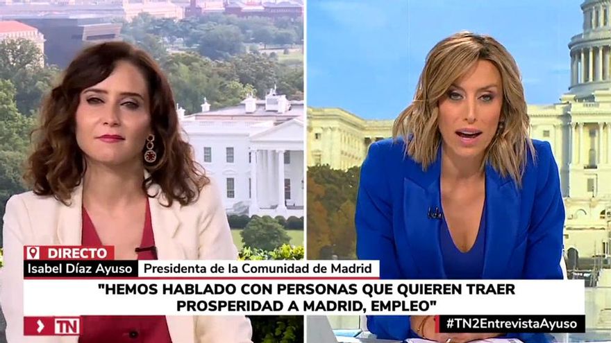 Telemadrid sitúa como tercer titular del día su entrevista de 12 minutos a Ayuso desde Washington