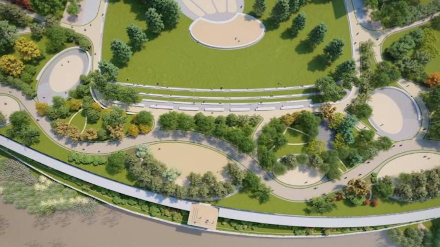 Pradera presentada en 2021 (arriba), junto a uno de los miradores