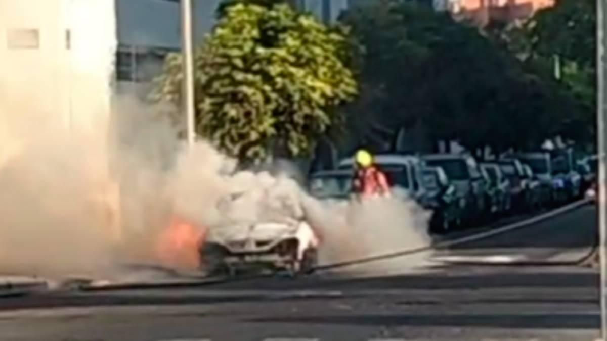 El incendio del vehículo en la calle Isla Gomera