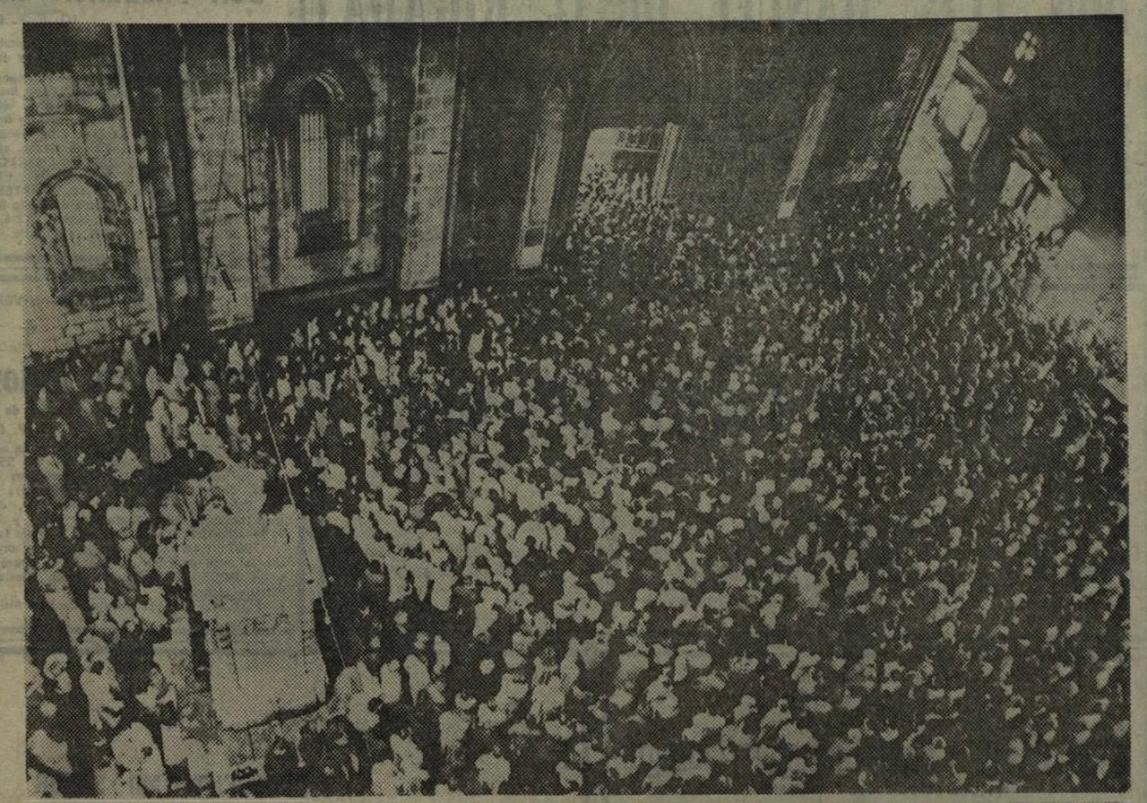 Aspecto de la catedral de Bilbao durante los funerales de Franco