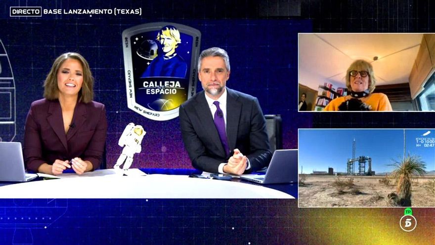 Así ha vivido Telecinco el viaje espacial de Calleja, con Mercedes Milá como portavoz de los 'peros' televisivos