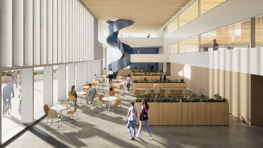 Imatge virtual de l'interior del nou edifici de Marina de Empresas.