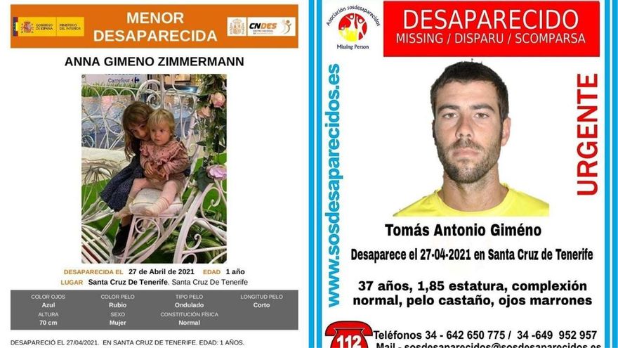 Carteles de la desaparición de las niñas y de su padre