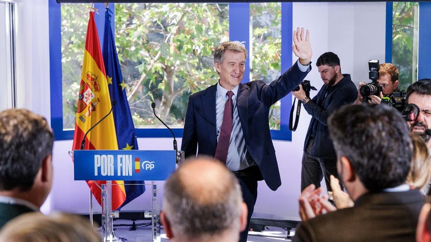 El presidente del Partido Popular, Alberto Núñez Feijóo, preside la reunión de la Junta Directiva Nacional del partido, a 8 de octubre de 2026, en Madrid (España). Carlos Luján / Europa Press