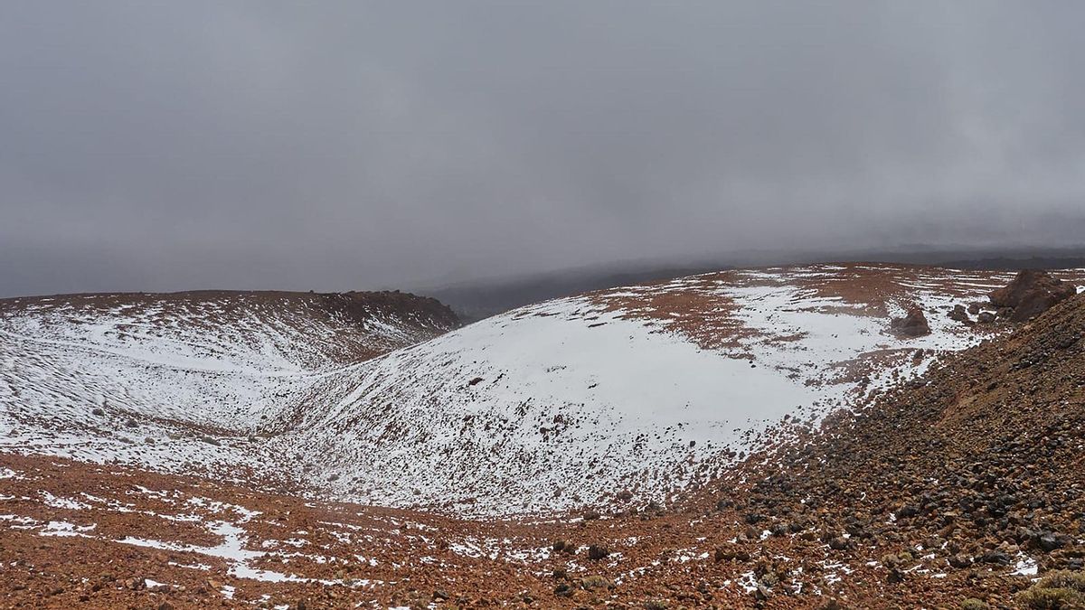 Nevadas en El Teide por el paso de la borrasca Therese