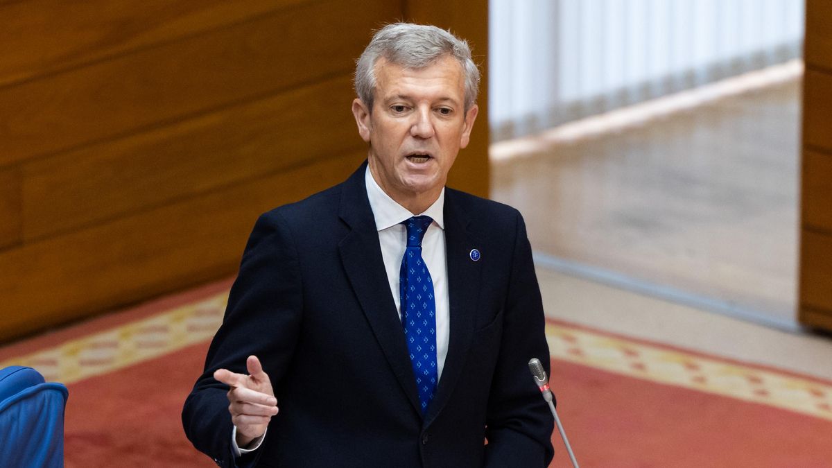 El presidente de la Xunta de Galicia, Alfonso Rueda, durante la sesión de control en el Parlamento de Galicia