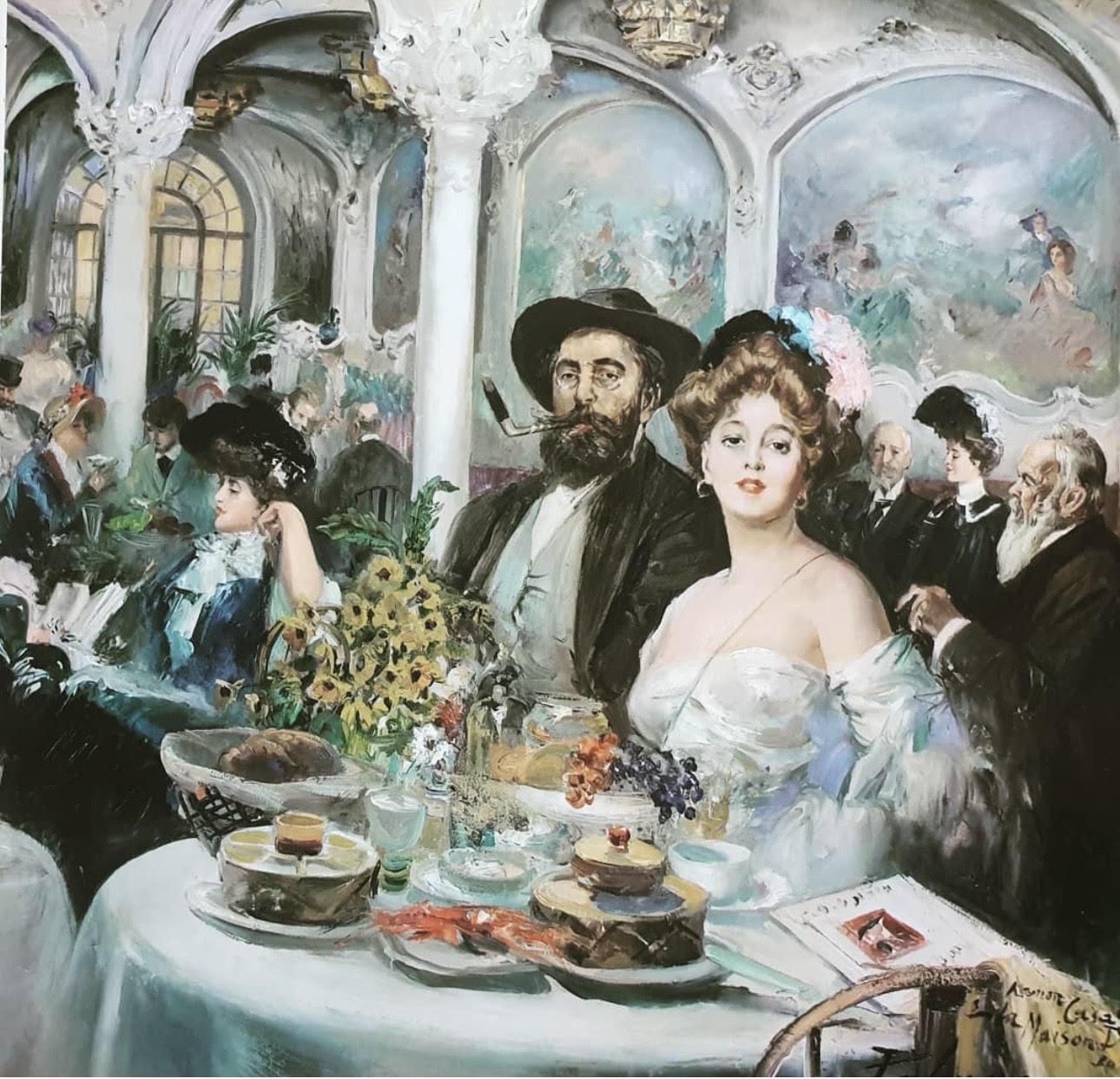 Una escena de un café de París, realizada por el Maestro Palmero