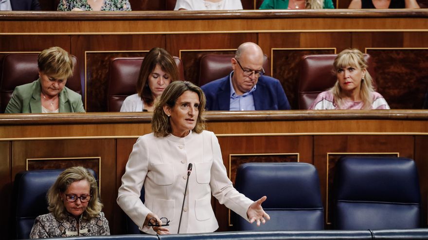 La vicepresidenta tercera y ministra para la Transición Ecológica, Teresa Ribera, interviene durante una sesión plenaria en el Congreso de los Diputados, a 14 de septiembre de 2022, en Madrid (España).