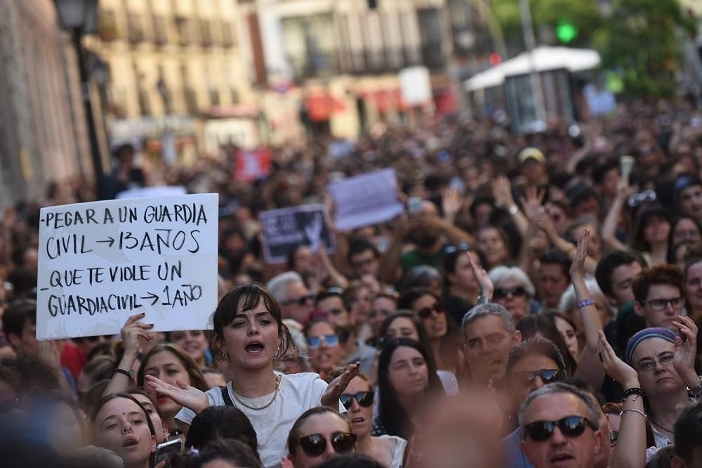 Concentración en Madrid contra la puesta en libertad de los miembros de la manada