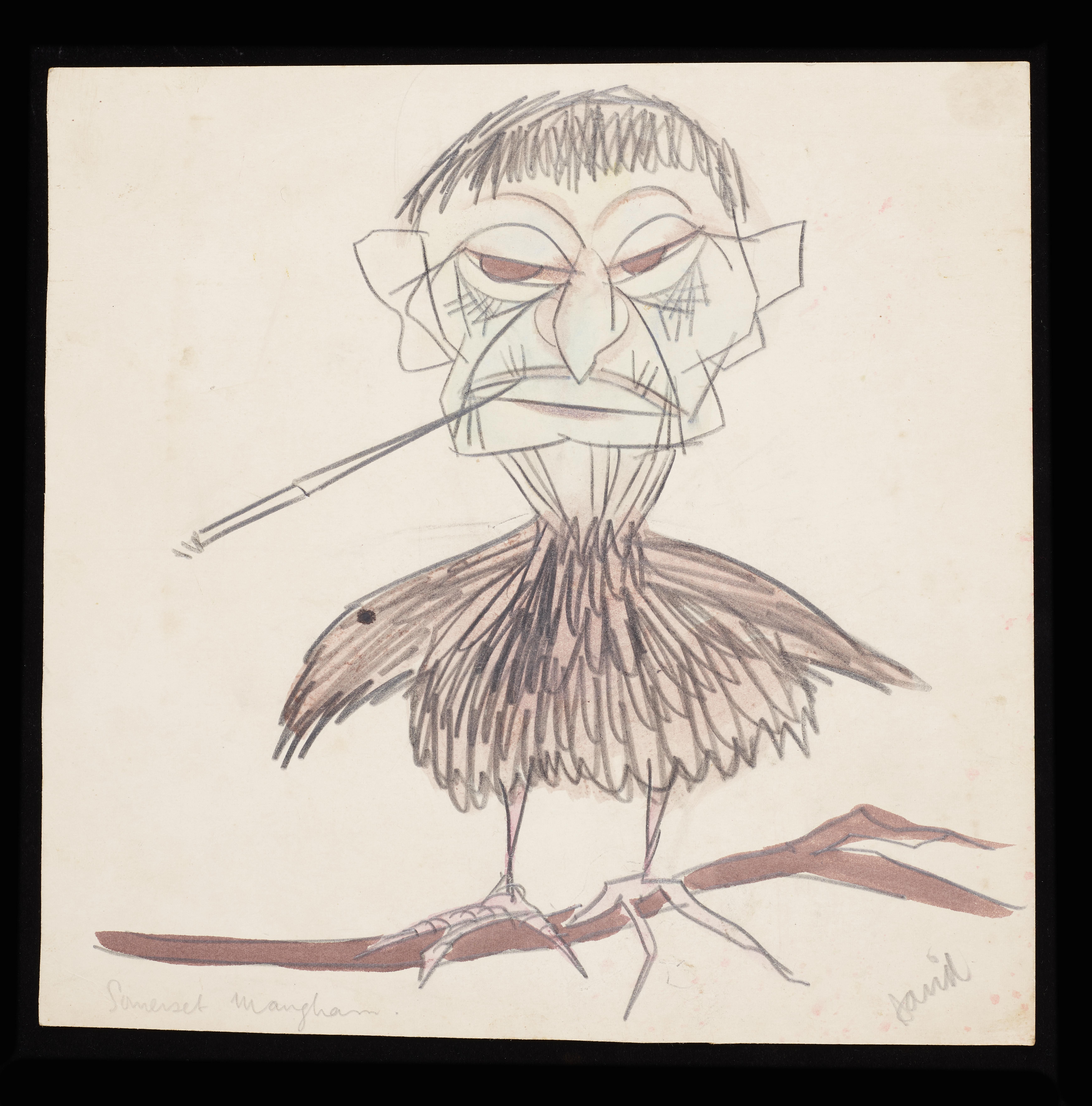 Dibujo titulado 'Somerset Maugham' y firmado 'David'