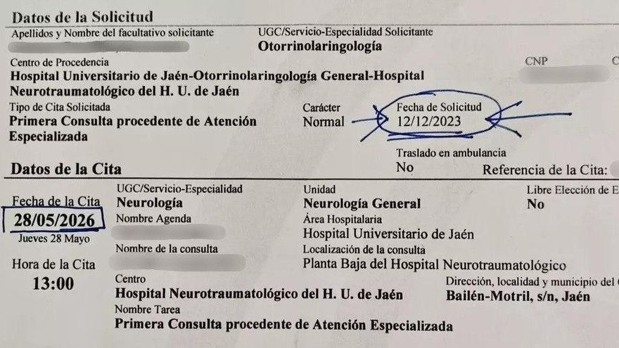 Un vecino de Jaén espera 900 días para que le deriven con un médico especialista