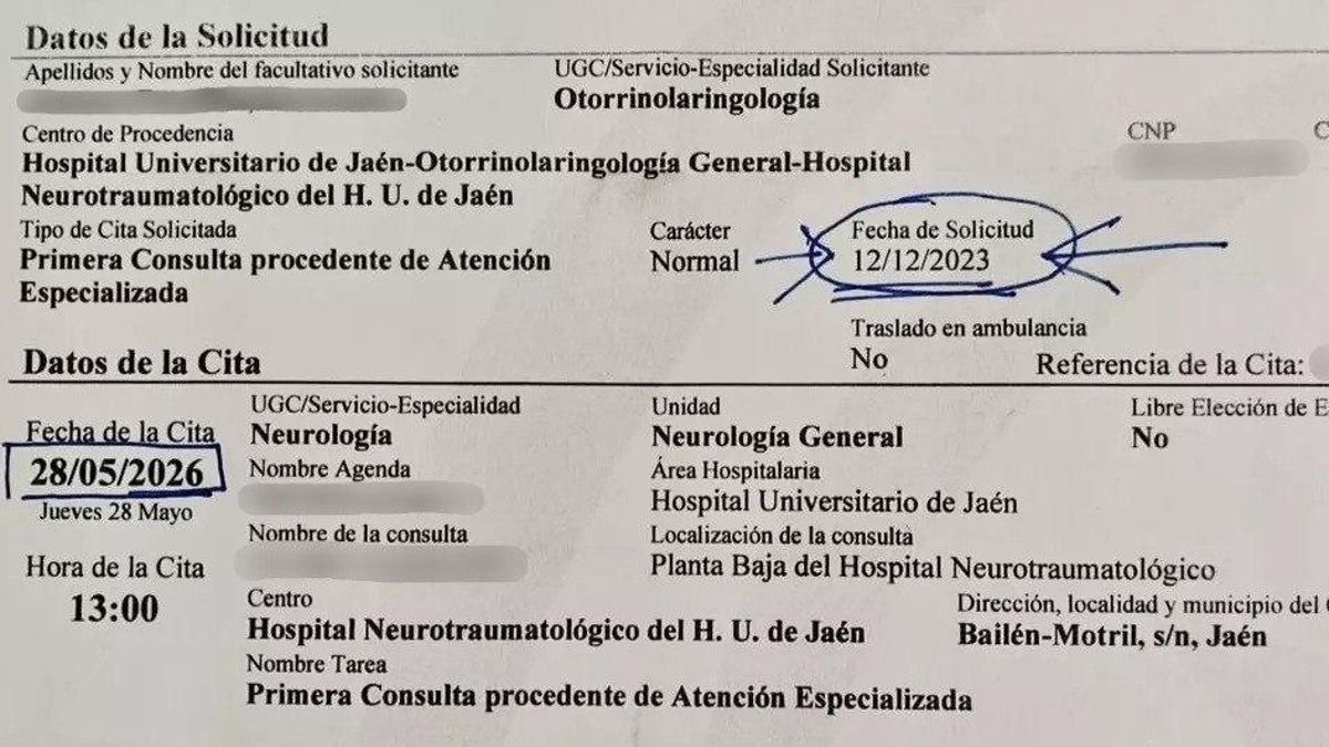 Un vecino de Jaén espera 900 días para que le deriven con un médico especialista