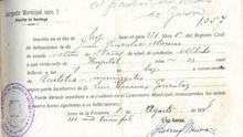 Certificado de defunción de Juan González, donde consta por error que era soldado y soltero