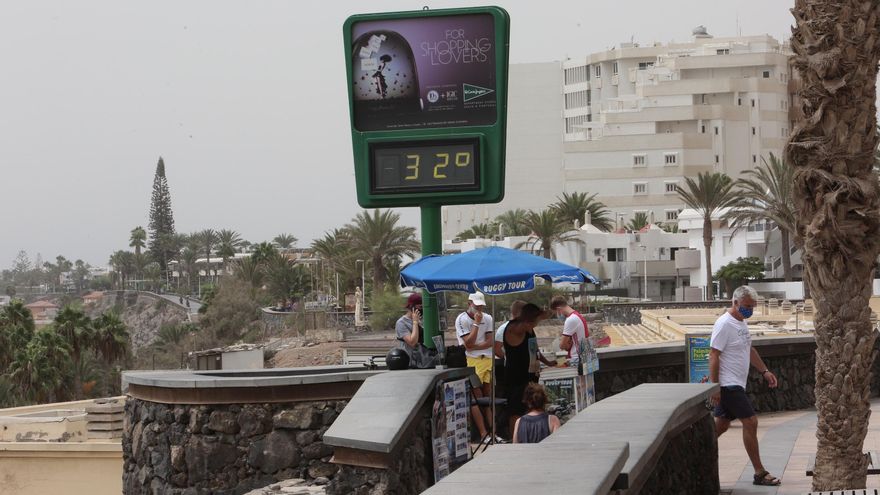 32 grados en Playa del Inglés, al sur de Gran Canaria.