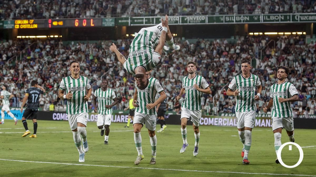 Jacobo celebra su gol en el Córdoba CF - CD Castellón
