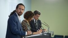 El vicepresidente segundo, Pablo Iglesias, en la rueda de prensa del pasado viernes.