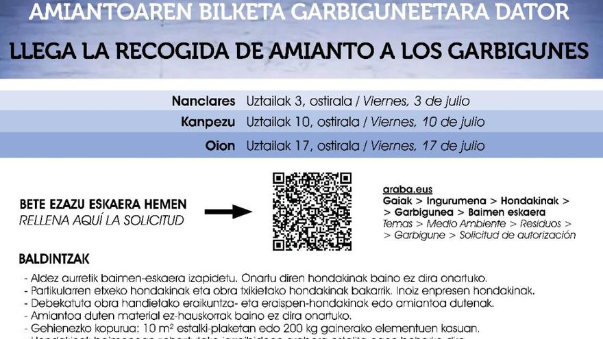 Cartel en el que se anuncian los puntos de recogida.