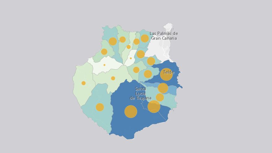 Mapa de los casos positivos en Gran Canaria