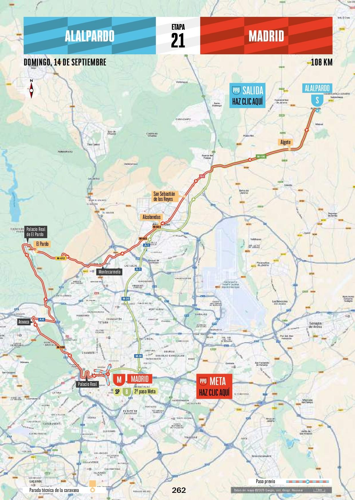 Mapa de la etapa 21 entre Alalpardo y Madrid