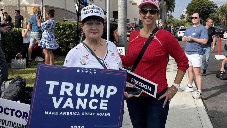 Movimiento MAGA acompaña a Donald Trump a votar en Palm Beach, Florida.