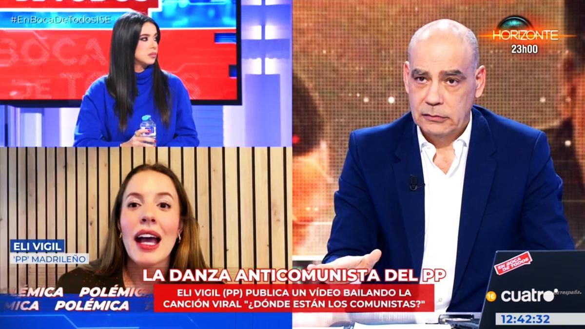 Ataque de una diputada del PP de Madrid a Sarah Santaolalla en Cuatro: "Para simples, tus fotos enseñando los cocos"