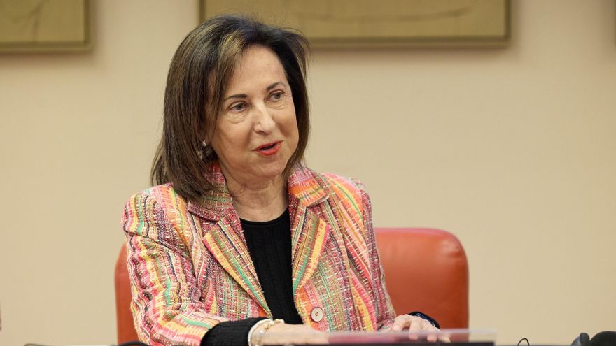La ministra de Defensa, Margarita Robles, comparece durante la Comisión Mixta de Seguridad Nacional, en el Congreso de los Diputados, a 20 de mayo de 2024, en Madrid (España).