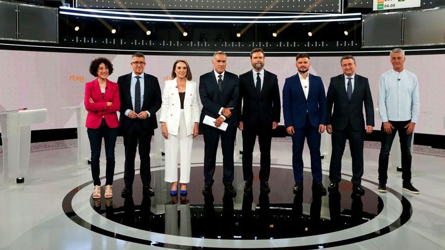 TVE acapara la atención en prime time con su 'Debate a 7' (18.6%), que supera en cuota al de 2019