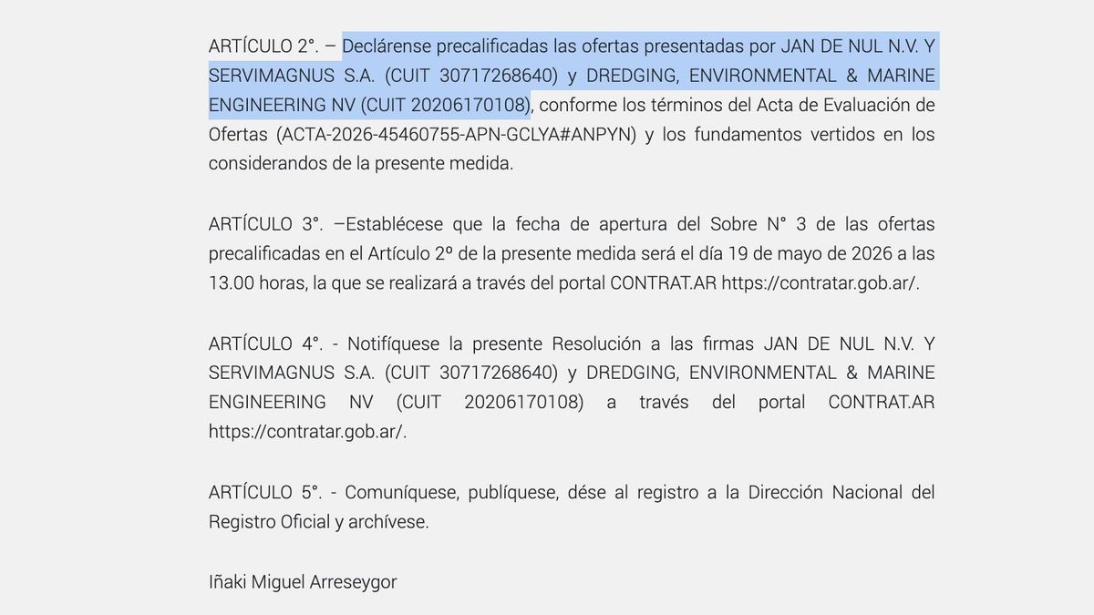 La resolución de este lunes en el BO.