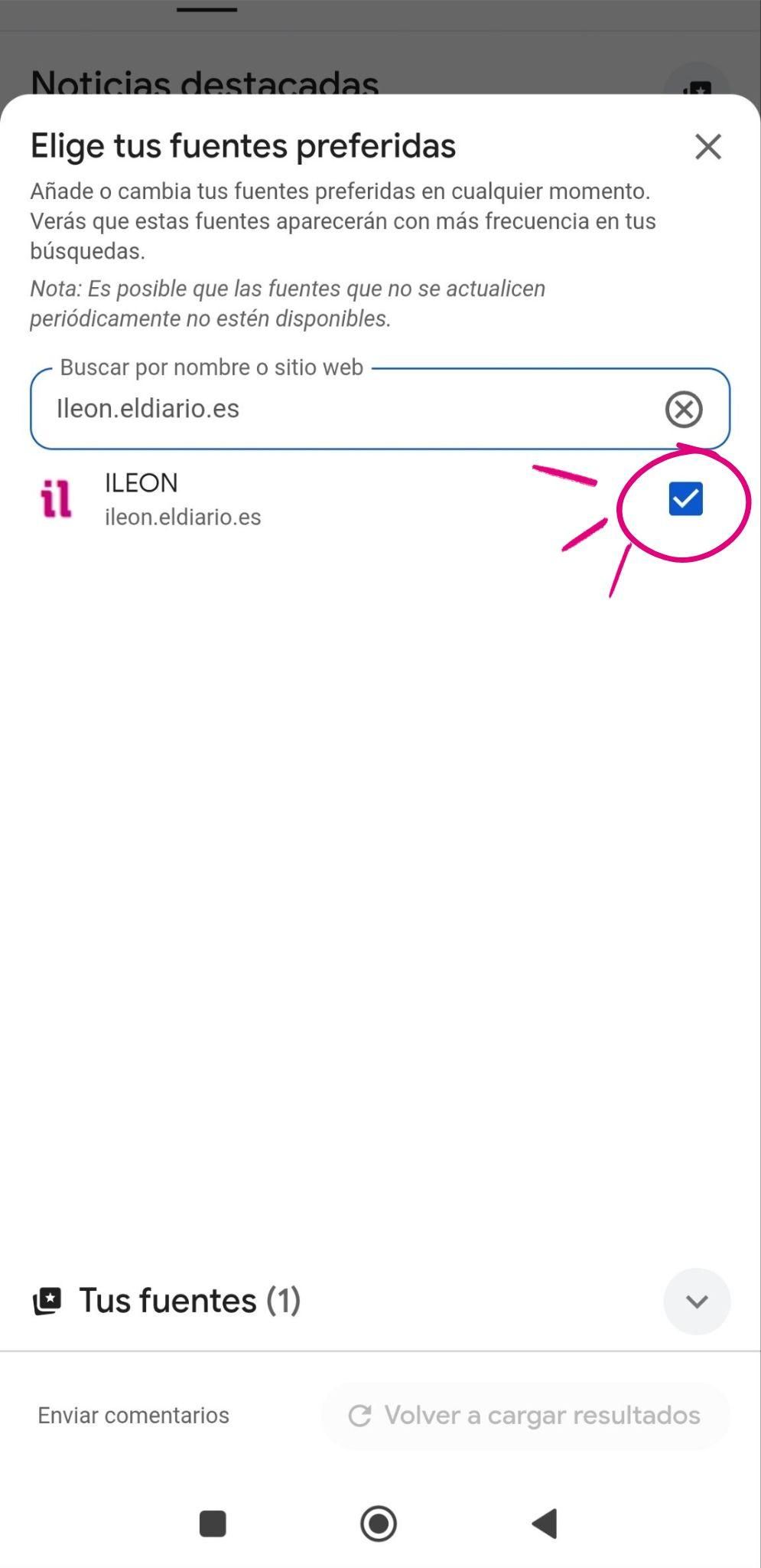 ILEÓN como fuente preferida en Google.