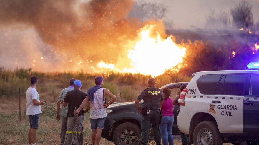 Incendio Forestal en Almonaster la Real,  Paraje Olivargas (Huelva, Andalucía, España), a 27 de agosto de 2020.