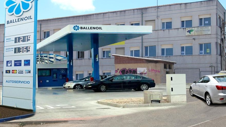 Recreación informática de la gasolinera junto al IES Cantabria.