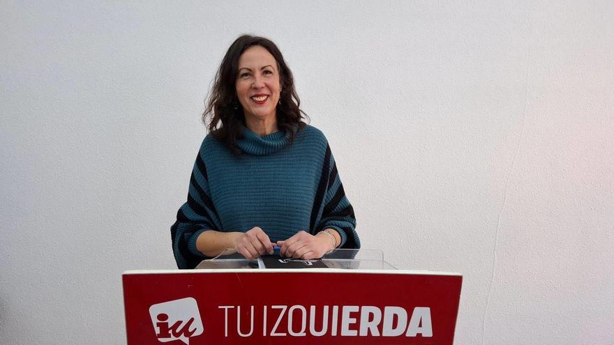 La secretaria de Organización de IU, Eva García Sempere, interviene en una rueda de prensa telemática.