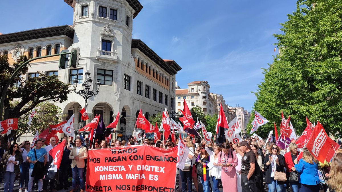 Concentración de trabajadores de Digitex el pasado mes de mayo en Santander.