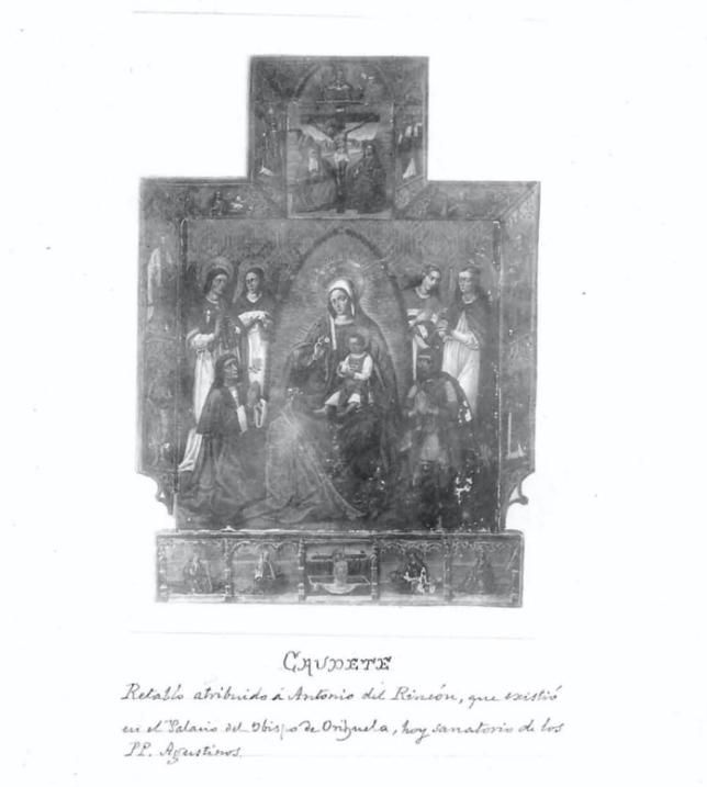 Tarjeta con la imagen del retablo de Nuestra Señora del Rosario