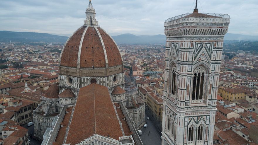 La cúpula de la catedral de Florencia, diseñada y llevada a término por el arquitecto Filippo Brunelleschi, cumple 600 años desde el comienzo de su construcción. EFE/Opera del Duomo de Florencia/Claudio Giovannini