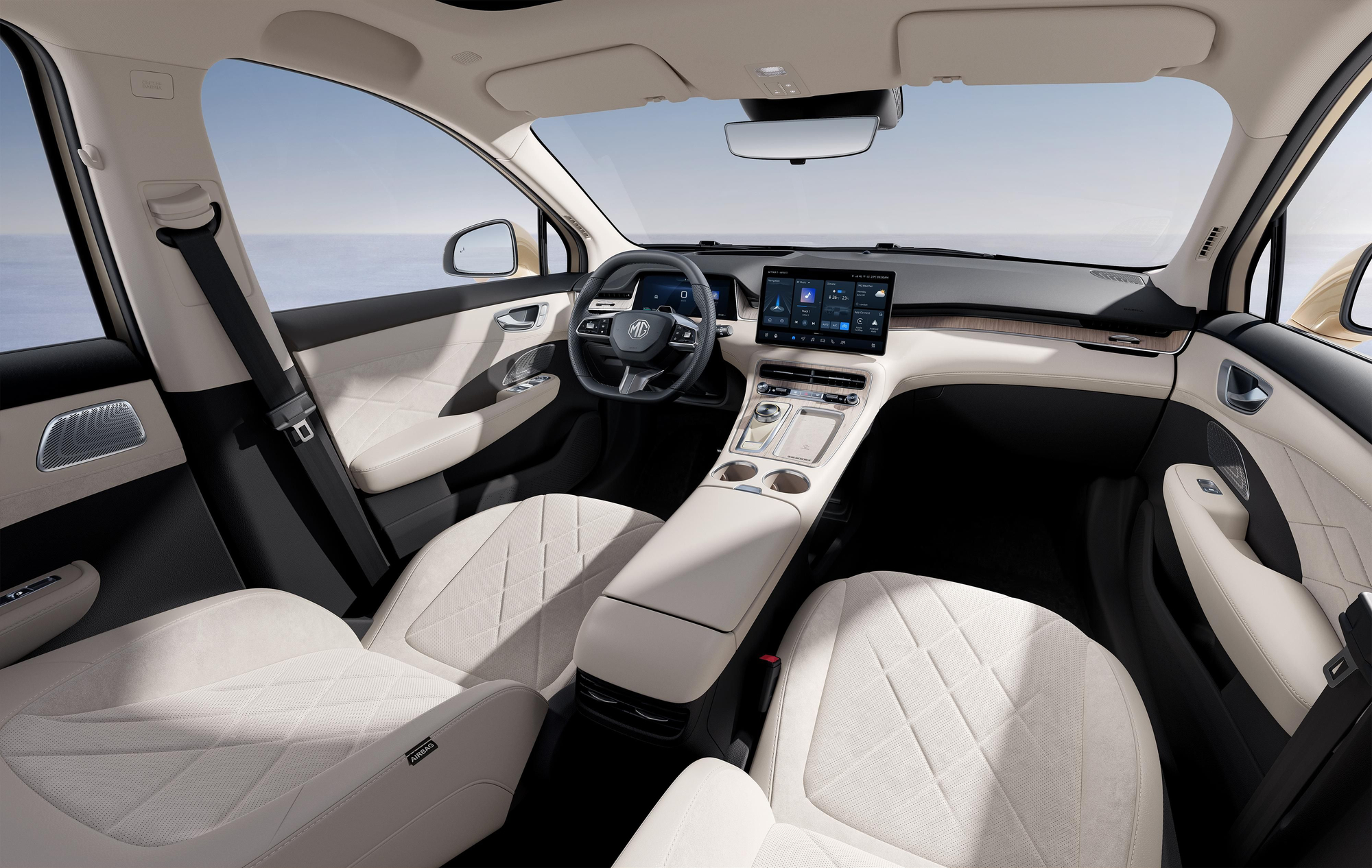 El espacioso habitáculo del MGS6 EV.