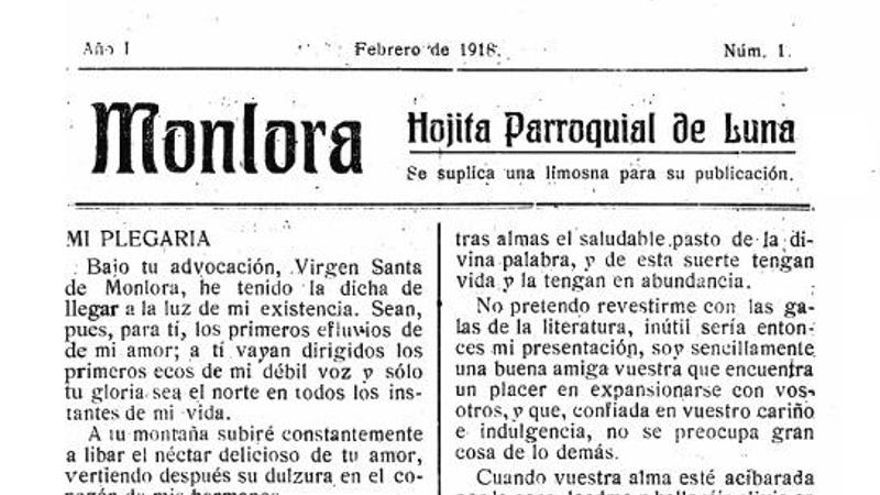 Primera Hoja de Monlora que se publicó, en 1918